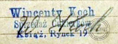 Pieczątka Wincentego Kocha. Książ 1947 r.