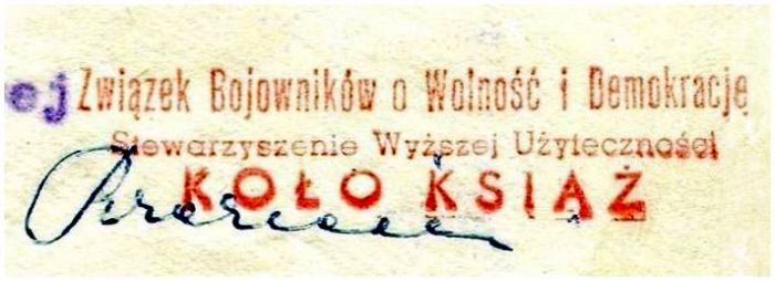 Pieczątka ZBOWiD Książ. 1973 r.