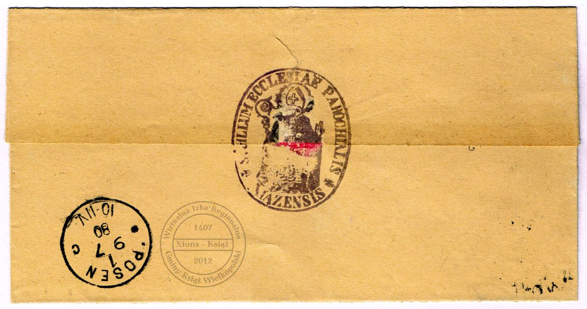 List Książ - Poznań 1880 r. Xions
