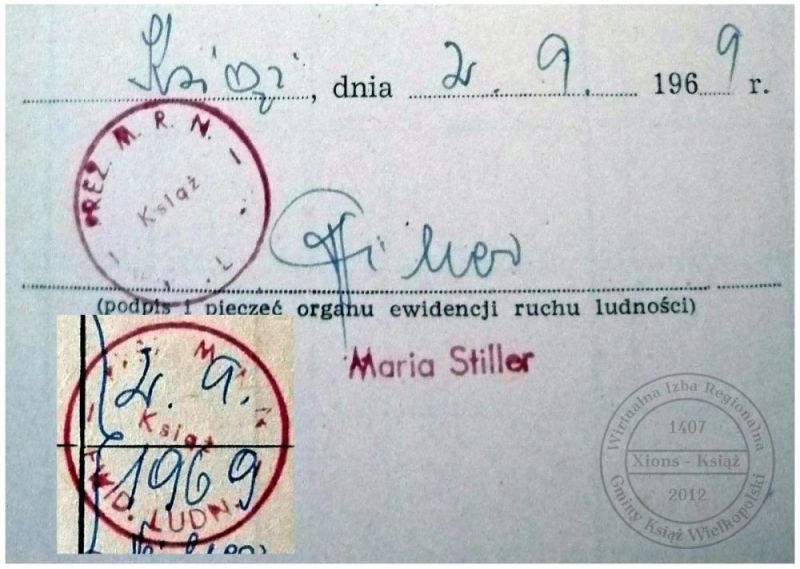 Ewidencja ludności - pieczątka. Książ 1969 r.