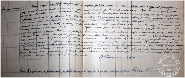 Okupacja Książa. Wpis ks. I. Piotrowskiego 8 września 1939 r.