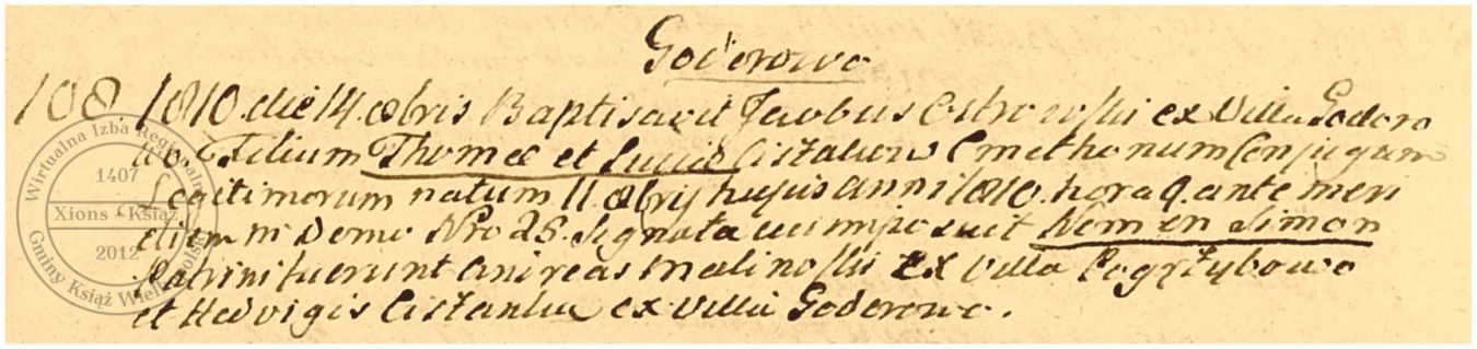 Szymon Ciszak - chrzest 1810 r.
