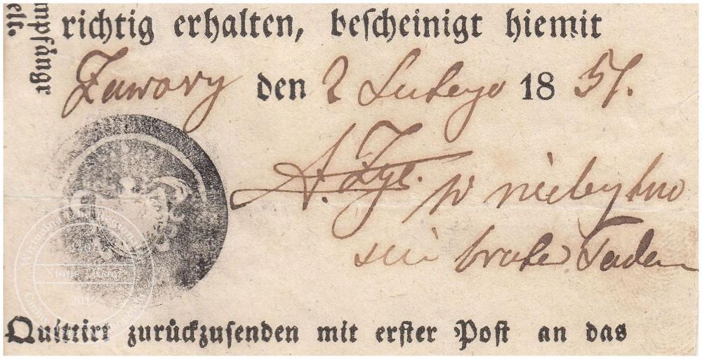 Pieczęć rodziny Zyc (Żyć). Zawory 1854 r.