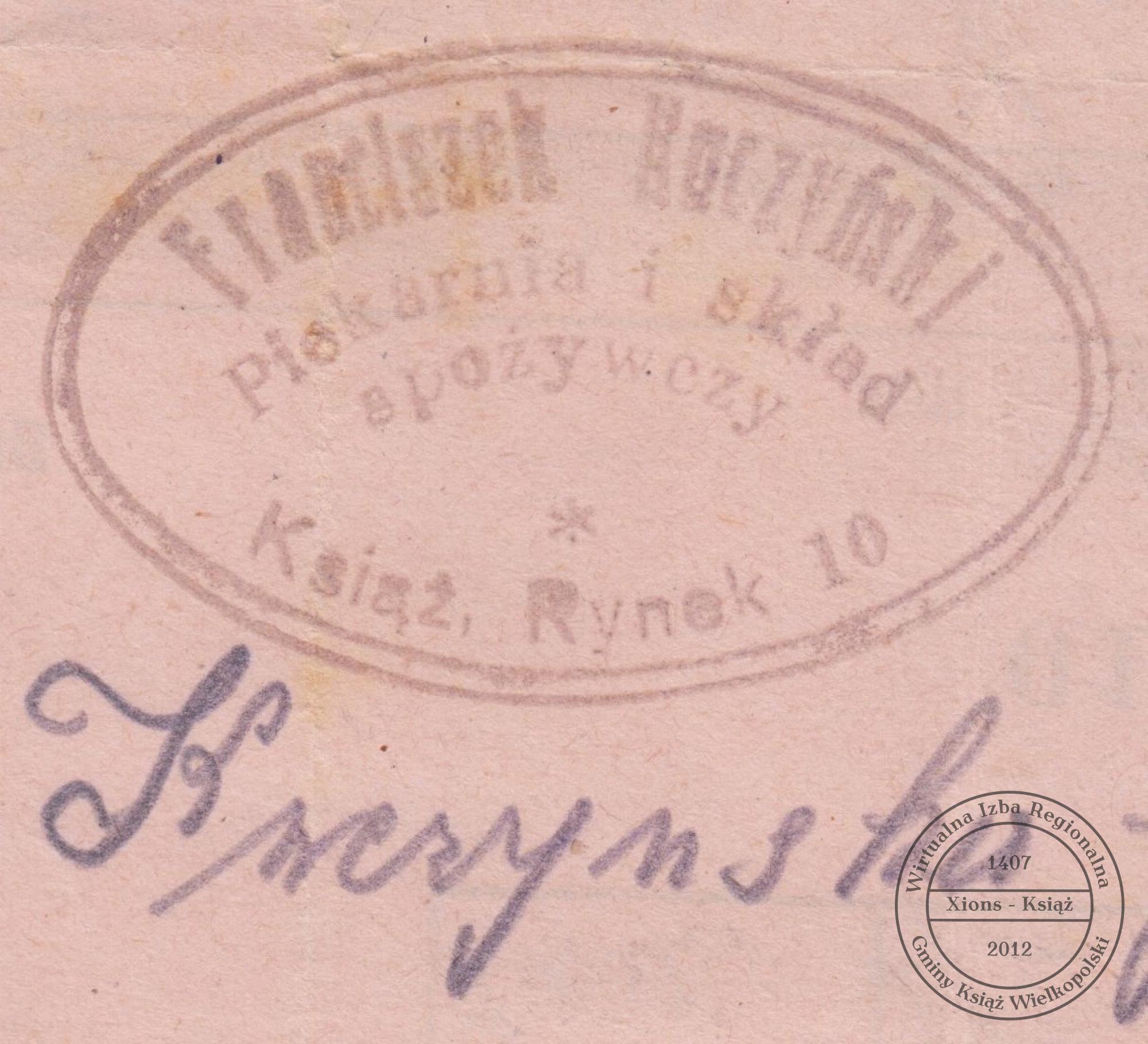 Pieczątka Franciszek Kuczyński. Książ, 1945 r.