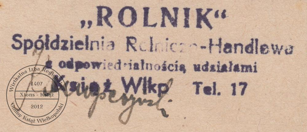 Spółdzielnia Rolnik w Książu, 1946 r.