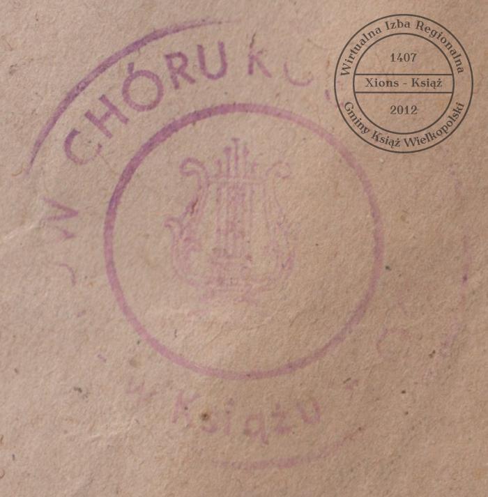 Pieczątka Towarzystwa Chóru Kościelnego w Książu, 1946 r.