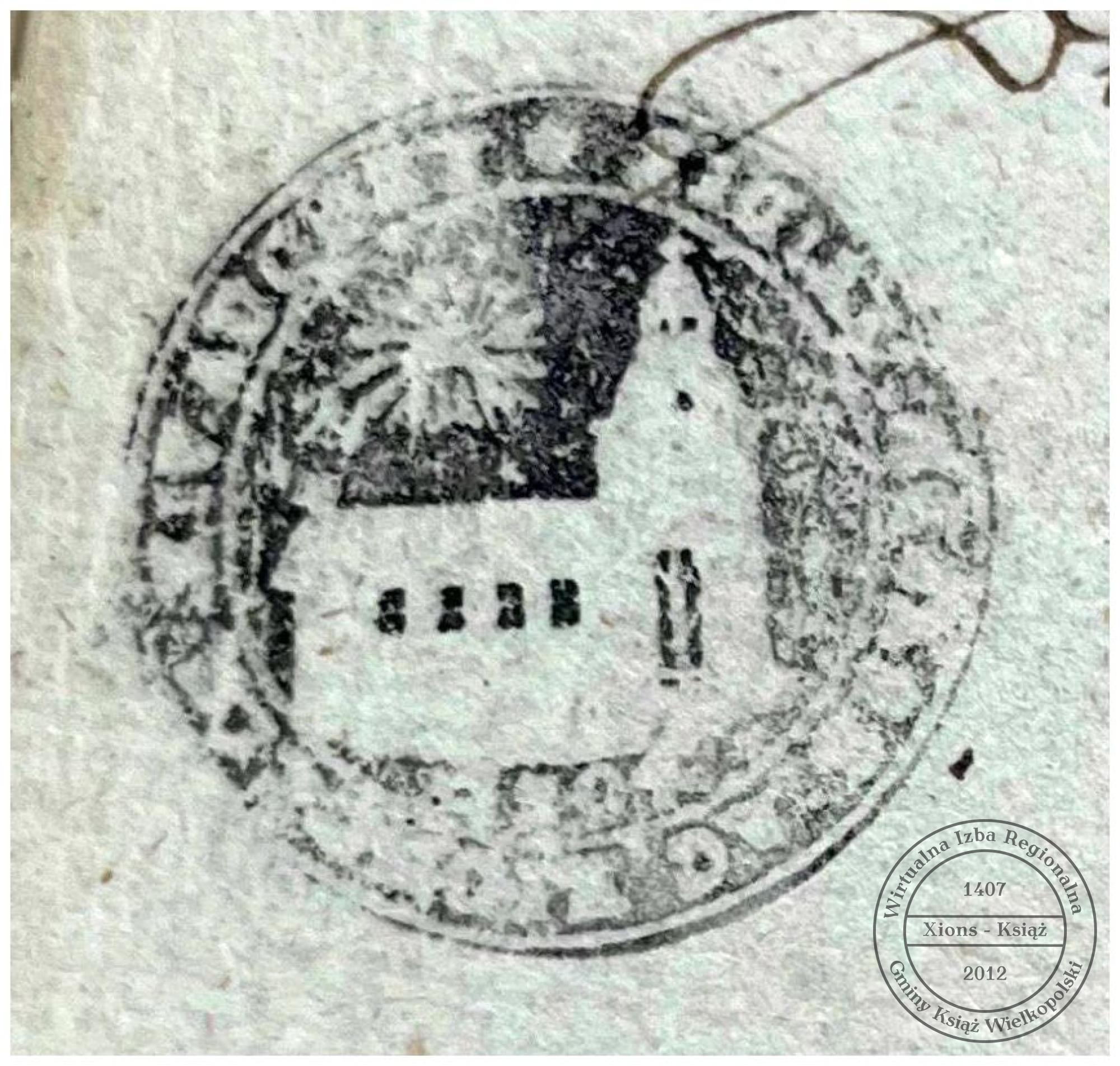 Pieczęć parafii ewangelickiej Xions. Książ 1794 r. (1)