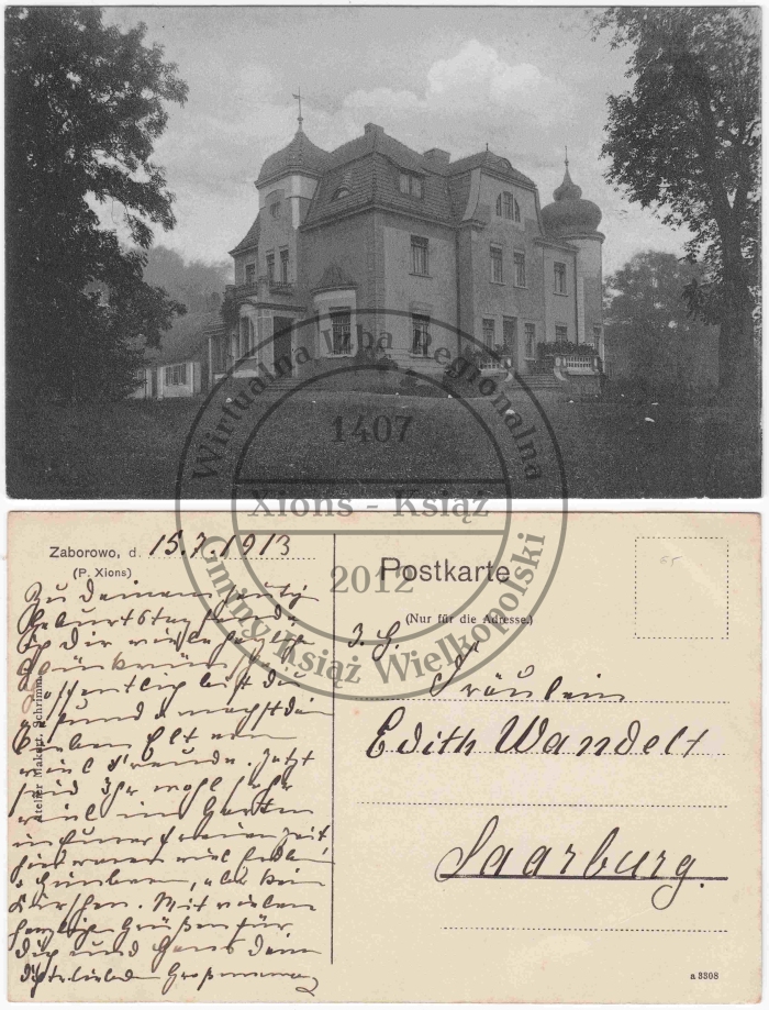 Pałac Zaborowo 1913 r.