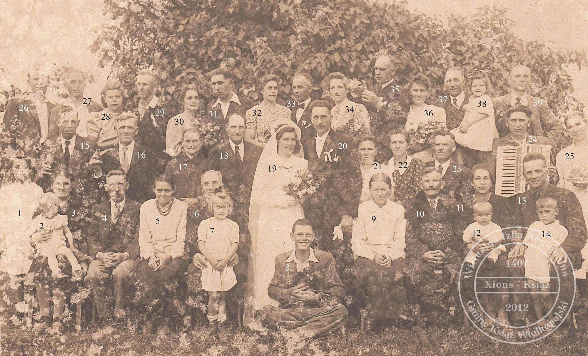 Ślub Ludwik Wojtkowiak i Zofia Torkowska. Radoszkowo, 1946 r.
