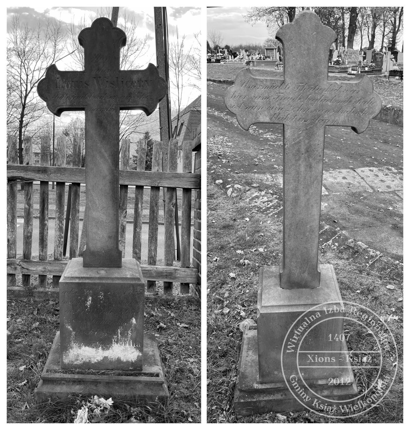 Krzyż nagrobny Louisa Wisliceny na cmentarzu ewangelickim w Książu