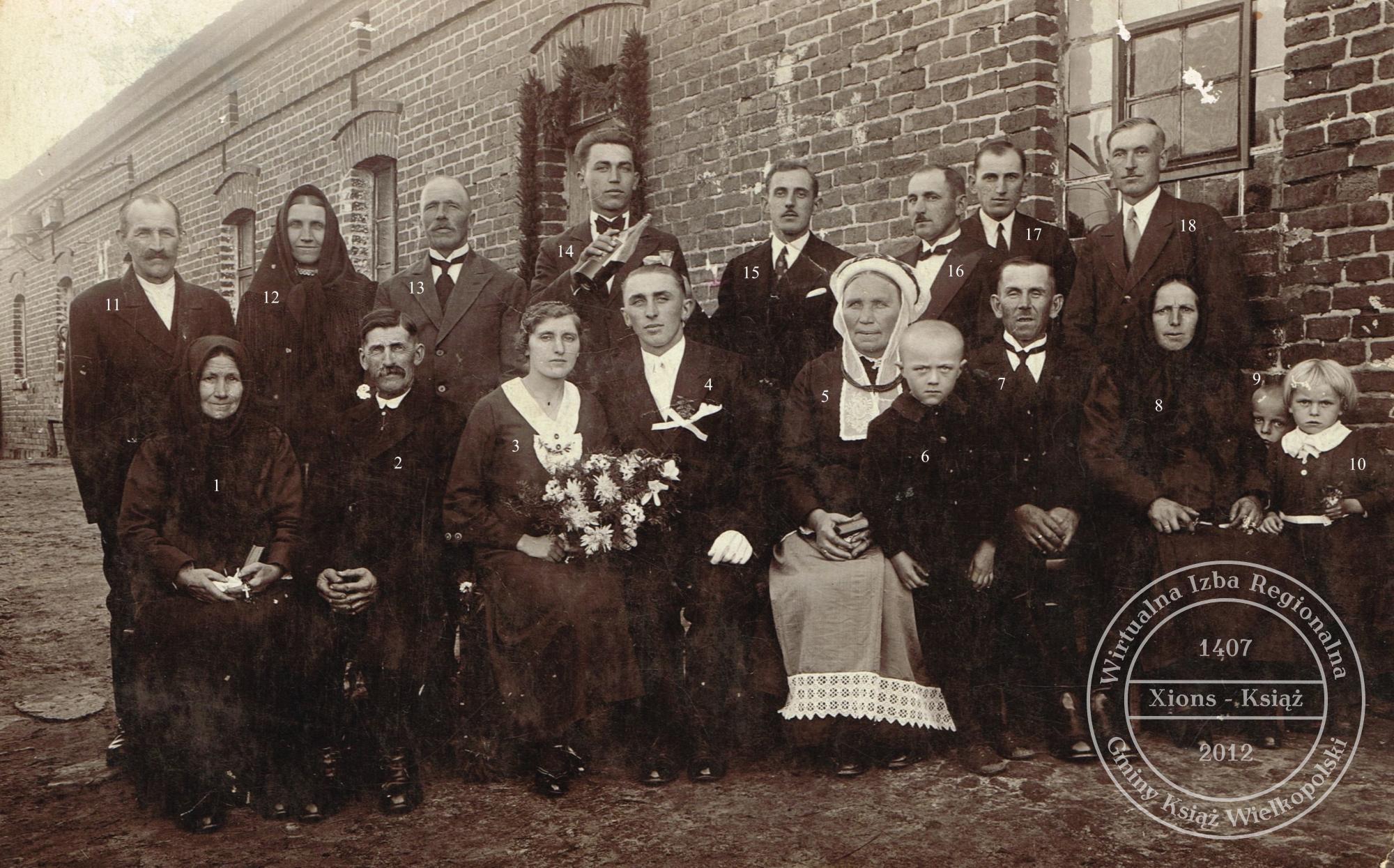 Ślub Stanisława Tomczak i Stanisław Jakubowski. Chwałkowo Kościelne, 1935 r.
