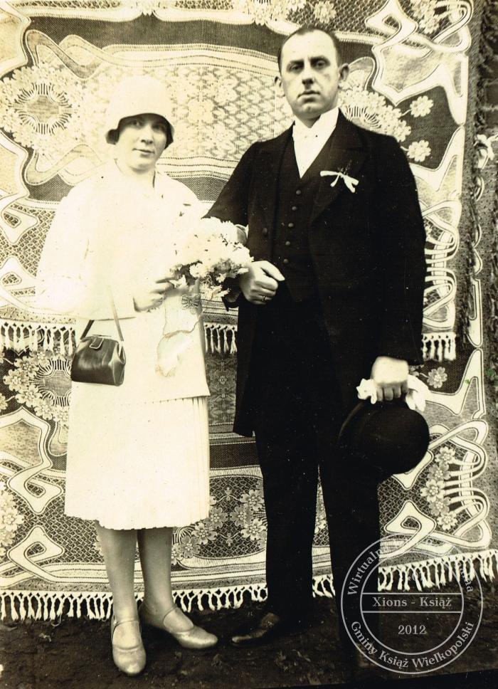 Ślub Zofia Wenzel i Leon Strabel. Zawory, 1929 r.