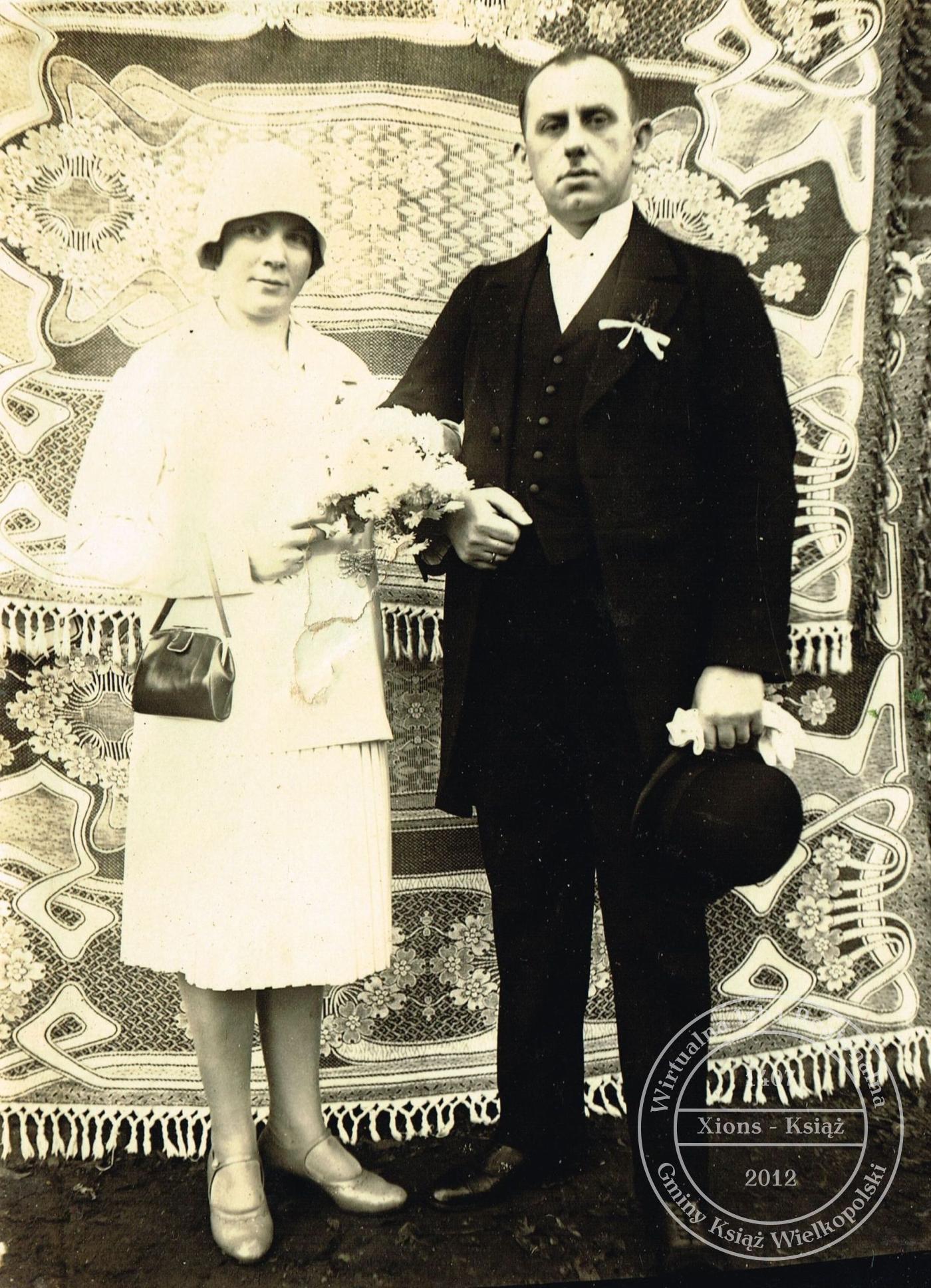Ślub Zofia Wenzel i Leon Strabel. Zawory, 1929 r.
