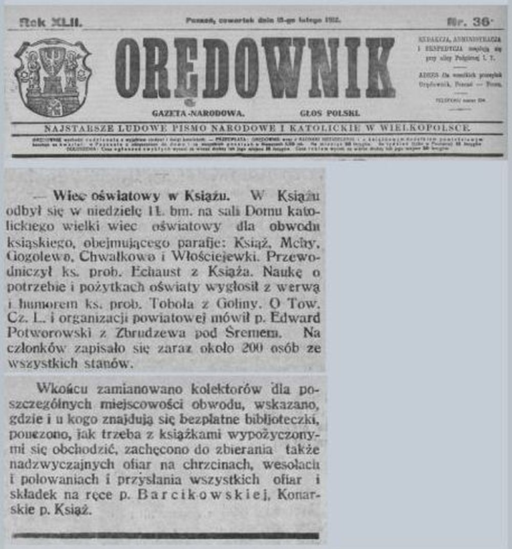 Wiec oświatowy Książ. Xions. Orędownik - 1912 r.