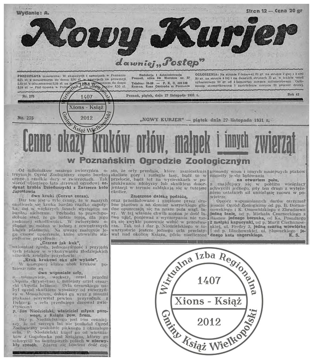 Orzeł z Gogolewka. Nowy Kurier 1931