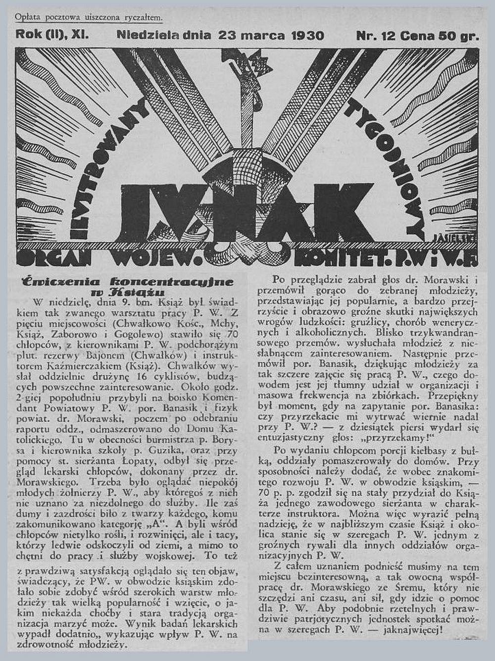 Ćwiczenia PW w Książu. Junak 1930 r.