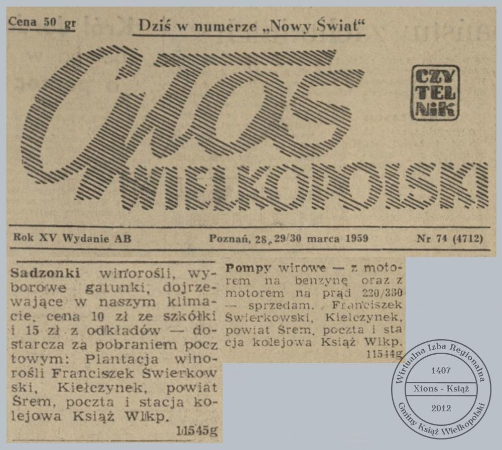 Ogłoszenia drobne Franciszek Świerkowski