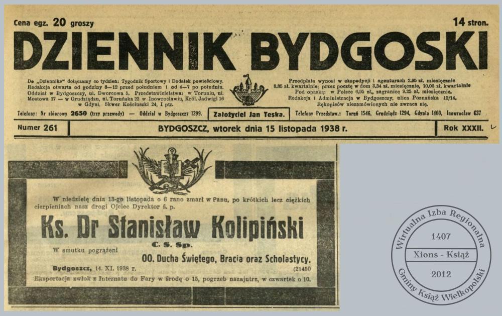 Nekrolog ks. dr Stanisław Kolipiński
