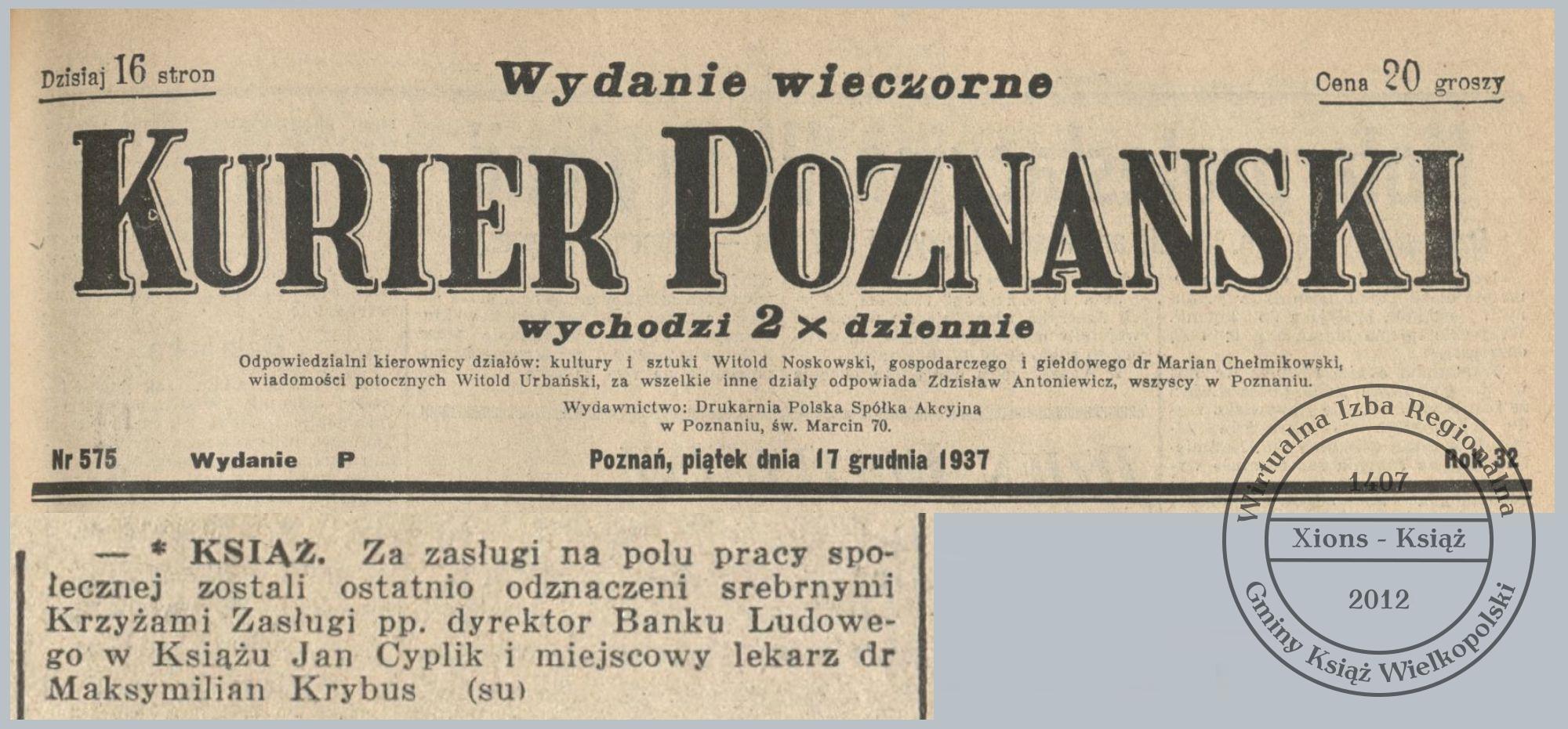 Srebrny Krzyż Zasługi dla Jana Cyplika i dr. Maksymiliana Krybusa