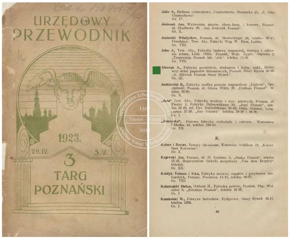 Antoni Jóźwiak 3. Targ Poznański 1923 r.