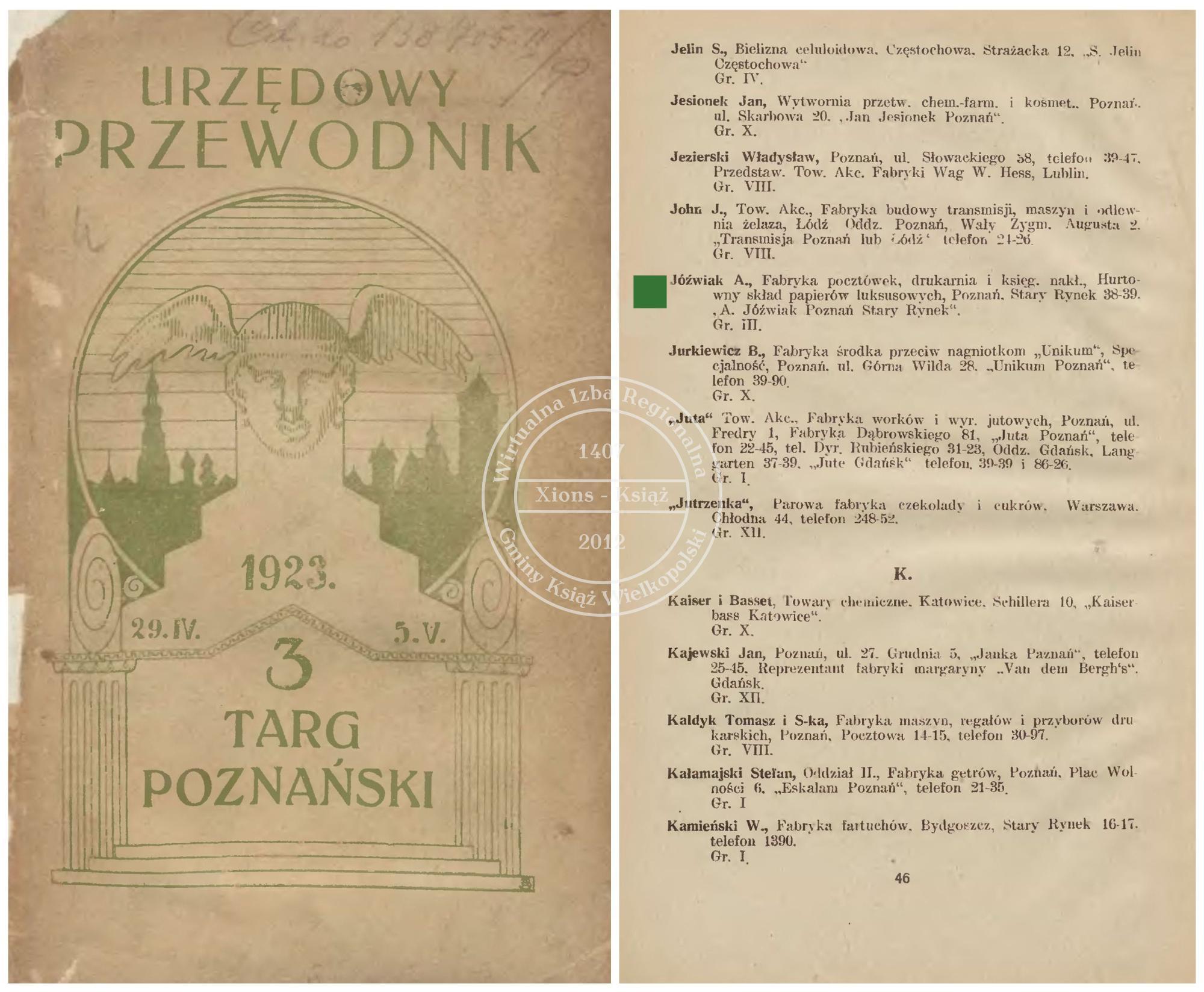 Antoni Jóźwiak 3. Targ Poznański 1923 r.