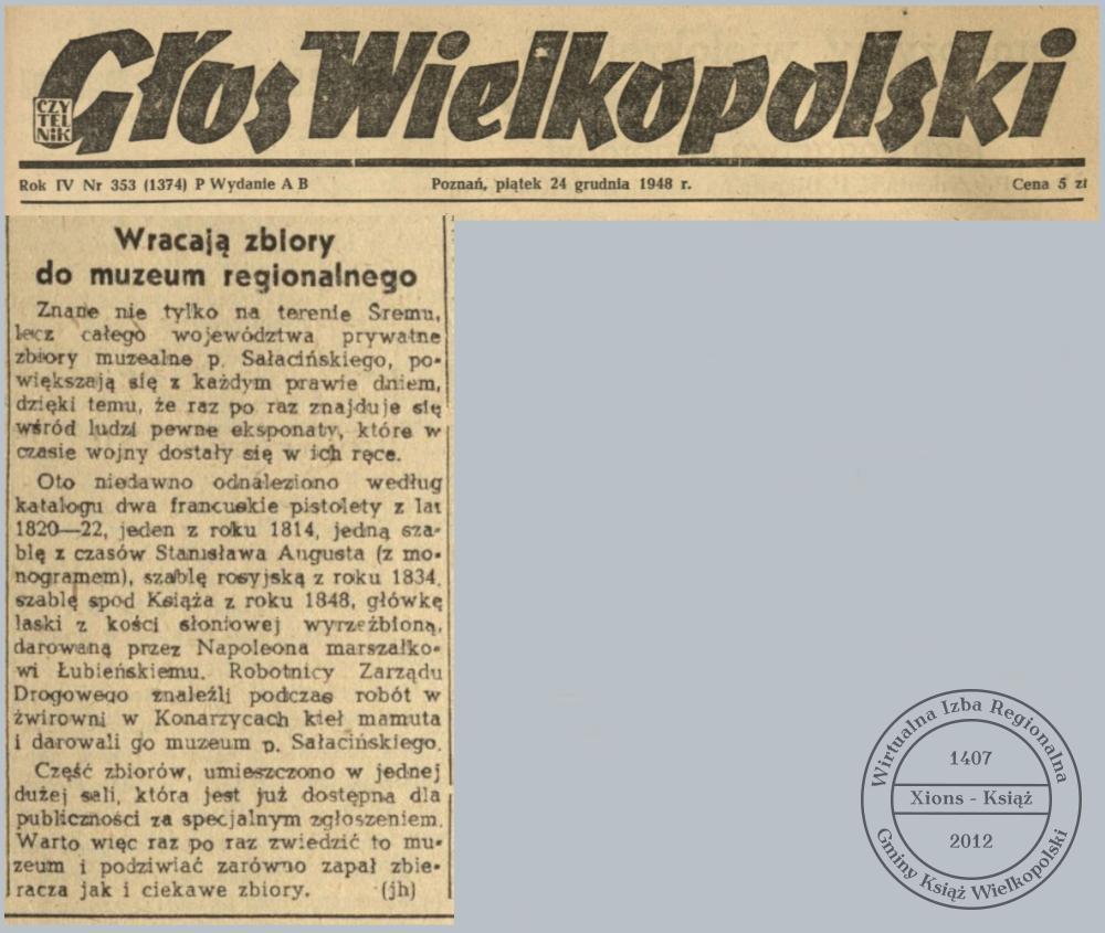 Eksponaty z gminy Książ w muzeum regionalnym w Śremie